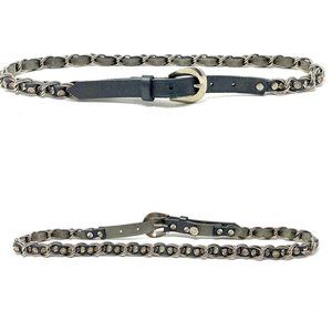 Leatherock USA LR Gray Rhinestone Leather Chain Weave Belt sz 33